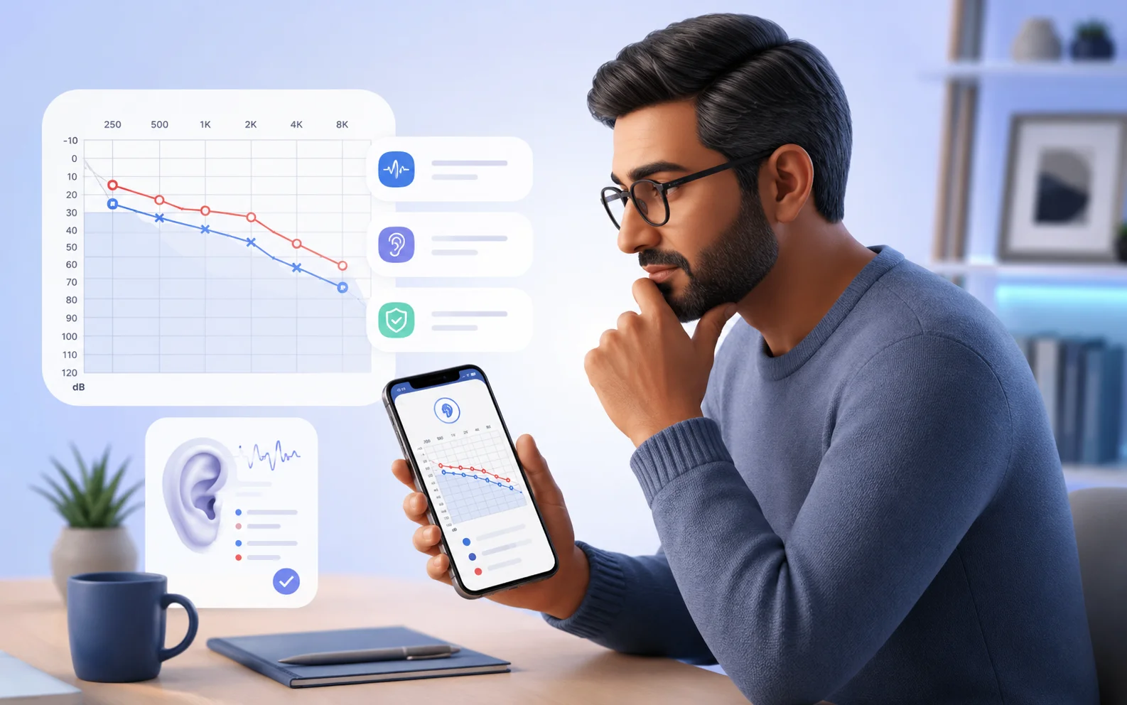 Online review session with notes for audiogram interpretation